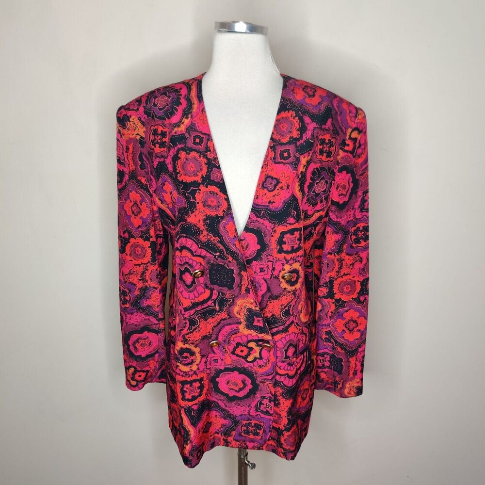 August Silk Vibrant Pink and Black Patterned Blazer
